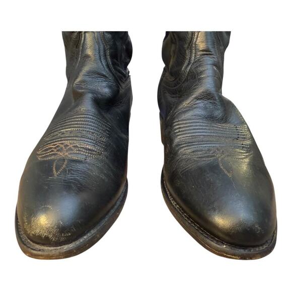 Lucchese 2000 Black Calfskin Cowboy Boot Men size 9.5 2E Wide - Picture 4 of 12